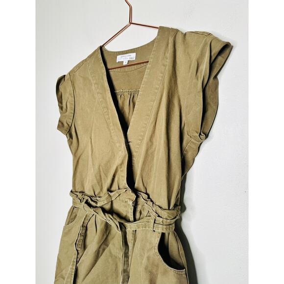 MARISSA WEBB Olive Canvas V-Neck One Piece Front Zip Romper Size 4 - Picture 4 of 12